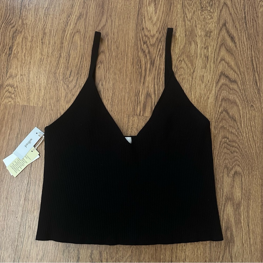 Wilfred Aritzia Itinerary sleeveless stretchy Black Ribbed Camisole Top 2XL